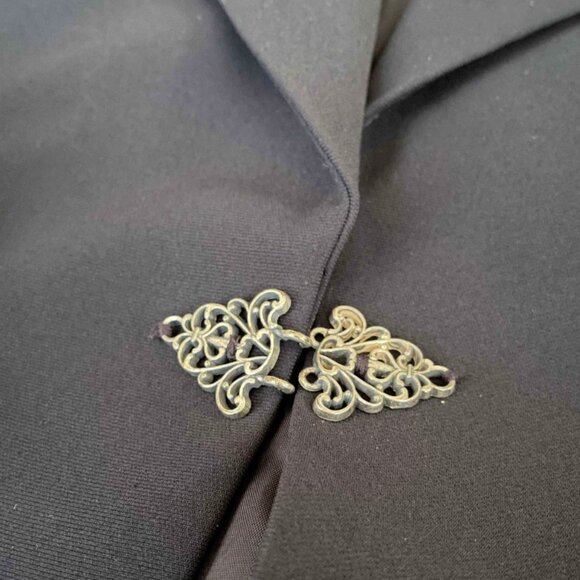 90s Y2K Black Blazer / Vintage Sliver Buckle Blazer - Picture 4 of 5